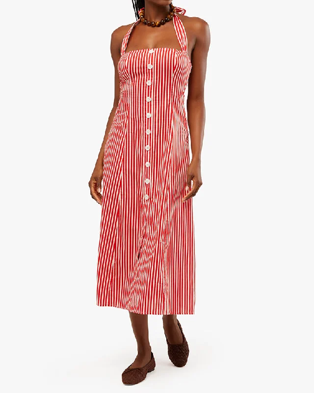 Mermaid DressHalter Stripes Button Up Midi