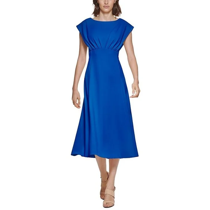 women's retro dressesCalvin Klein Women's Cap Sleeve Midi Dress Blue Size 2