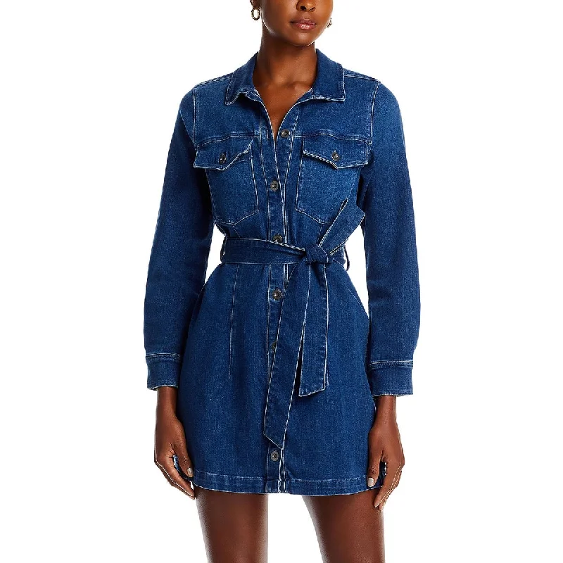 women's vacation dressesBella Dahl Womens Kennady Denim Mini Shirtdress