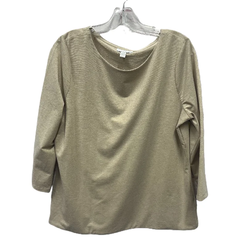 women's tops with unique designsTop Long Sleeve By Charter Club In Tan, Size: Xlp