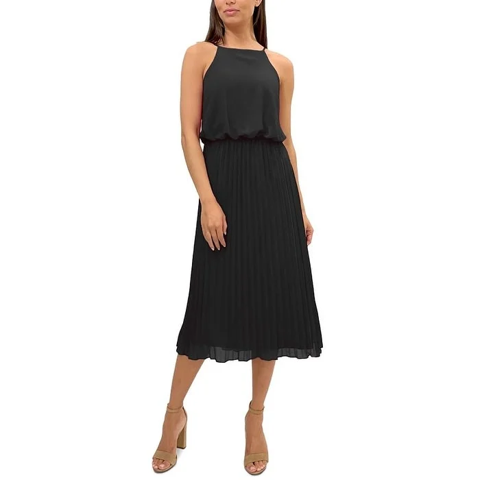 women's wrap dressesSam Edelman Women's Sleeveless Pleated Midi Dress Black Size 4