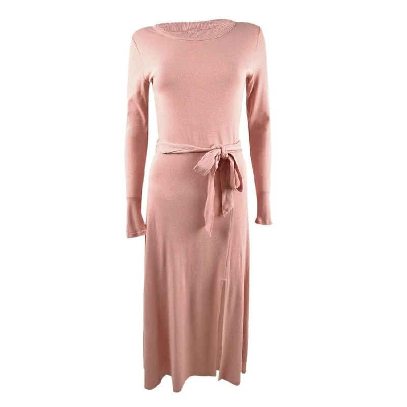 Lace DressLauren Ralph Lauren Women's Ribbed Long Sleeve Midi Dress (L, Pale Pink)