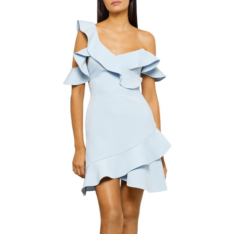 women's glam dressesBCBG Max Azria Malik Women's Asymmetrical Ruffled Off The Shoulder Mini Dress