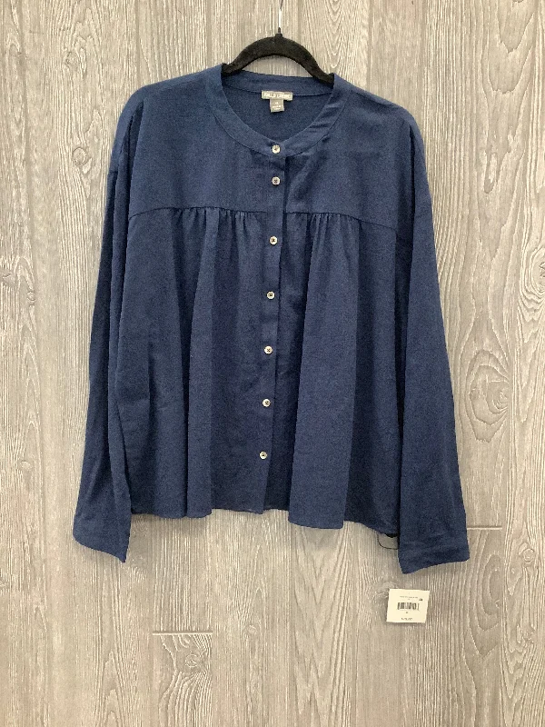 women's tops for those who want to elevate their everyday wear with chic and elegant piecesTop Long Sleeve By Falls Creek In Navy, Size: Xl