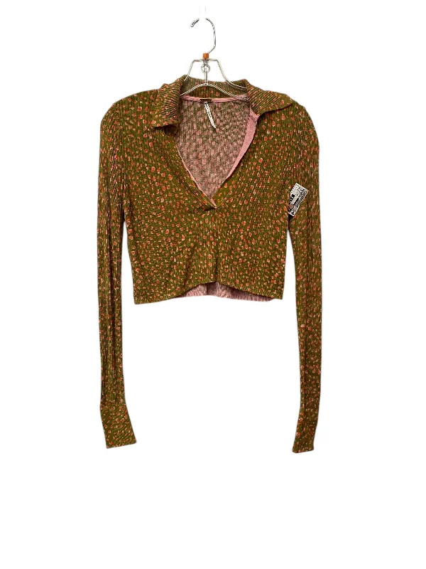 chic women's tops for everyday wearTop Long Sleeve By Free People In Green & Pink, Size: S