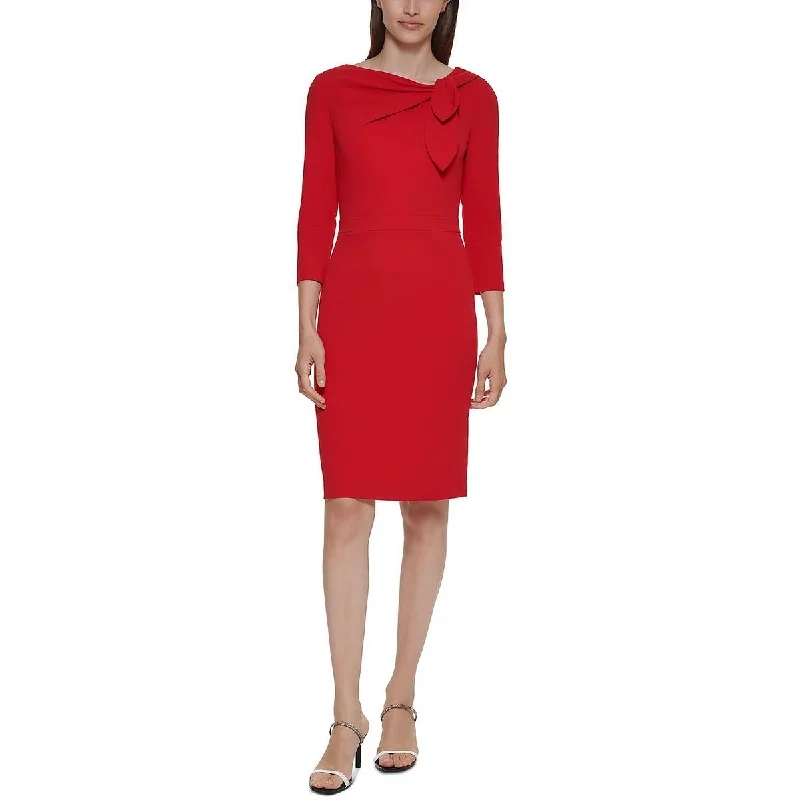 women's tall dressesCalvin Klein Womens Petites Bow Neck Mini Sheath Dress