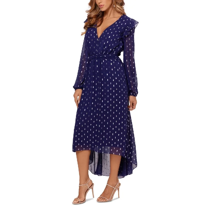 women's long-sleeved dressesBetsy & Adam Women's Clip Dot Midi Dress Blue Size 8