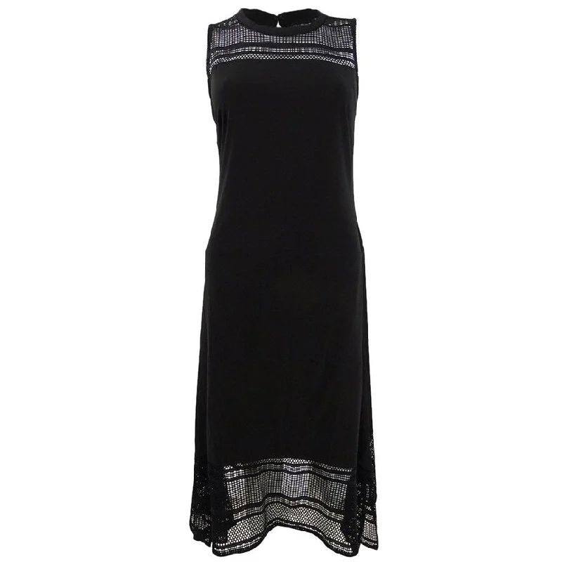 women's vintage dressesAmerican Living Women's Mesh Jersey Midi Dress (4, Black)