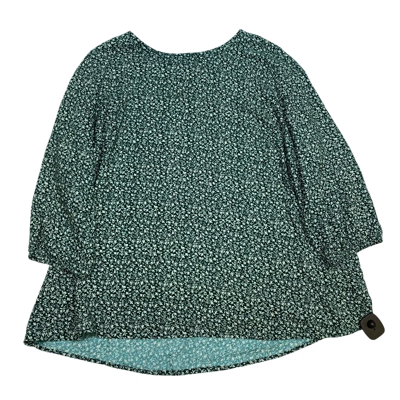 lace women's topsTop Long Sleeve By Croft And Barrow In Green, Size: 2x