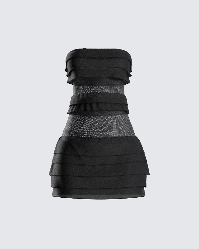 women's trendy dressesIssa Black Tiered Mini Dress