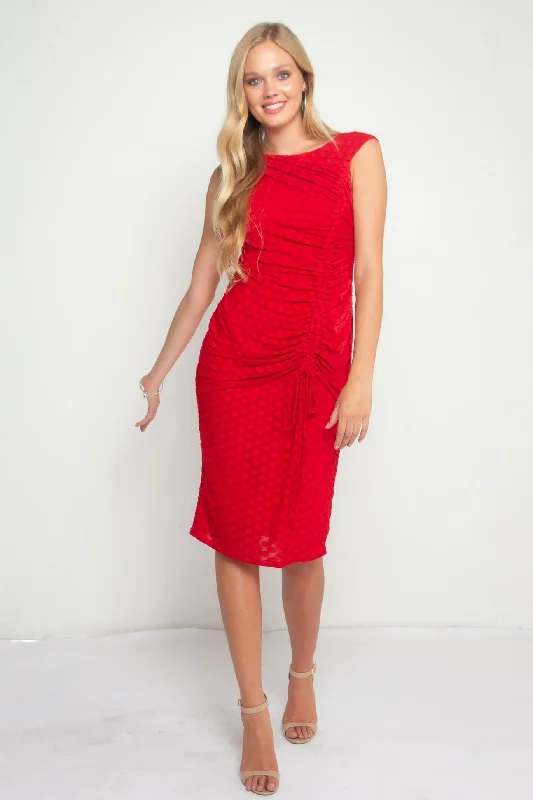 Leather DressUrchin Cinched Midi Dress – Red