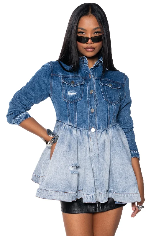 women's coats with cropped lengthsBELLE OF THE DENIM BALL JACKET