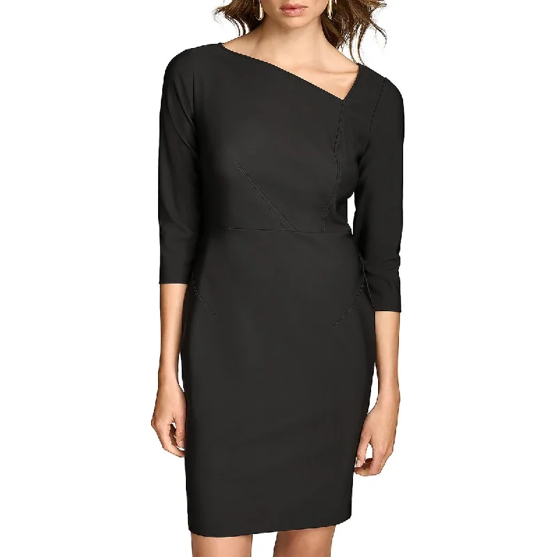 Pearl DressDonna Karan Womens Asymmetric Mini Sheath Dress