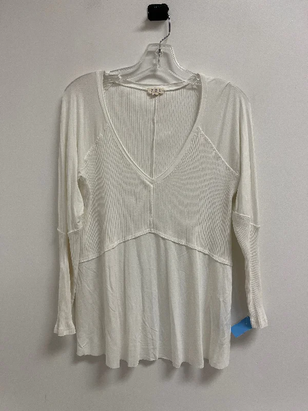 women's tops with beading accentsTop Long Sleeve By Pol In White, Size: S