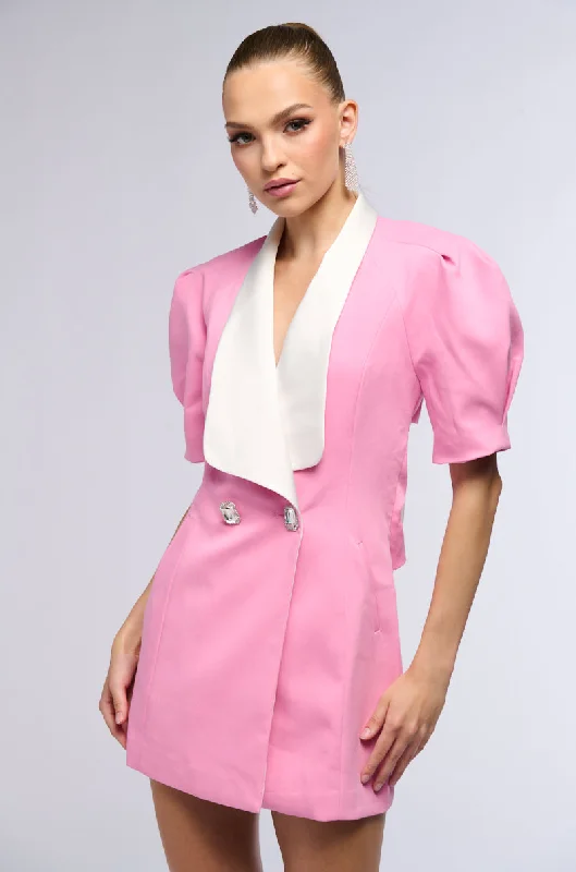 women's coats for breastfeeding mothersPRETTY IN PINK BLAZER MINI DRESS