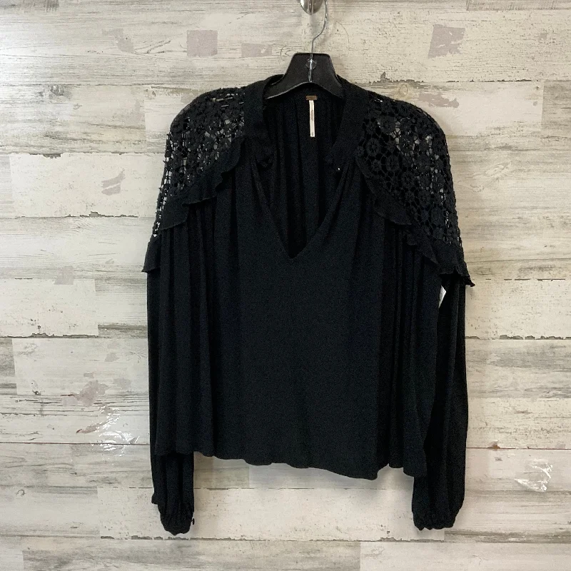 women's tops for picnics in the parkTop Long Sleeve By Free People In Black, Size: M