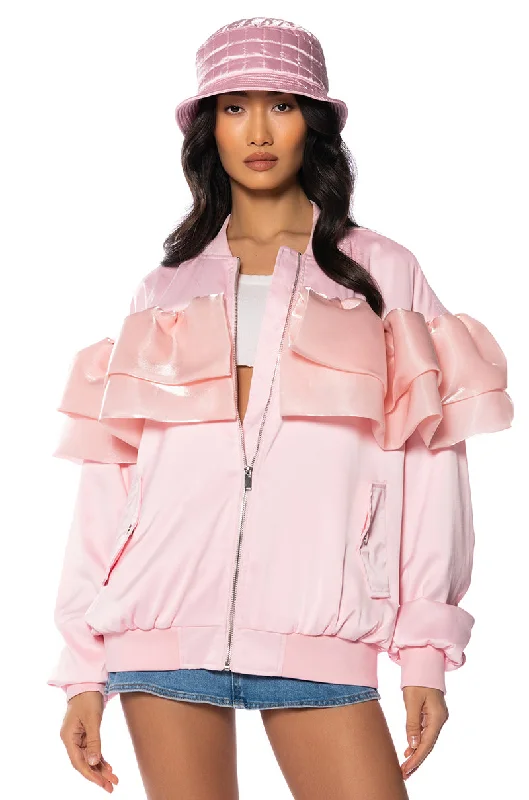 cozy women's coatsSPICE UP YOUR LIFE RUFFLE BOMBER