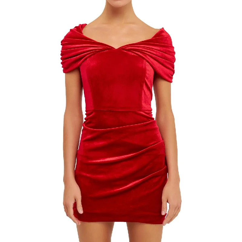 women's denim dressesEndless Rose Womens Velvet Mini Cocktail And Party Dress