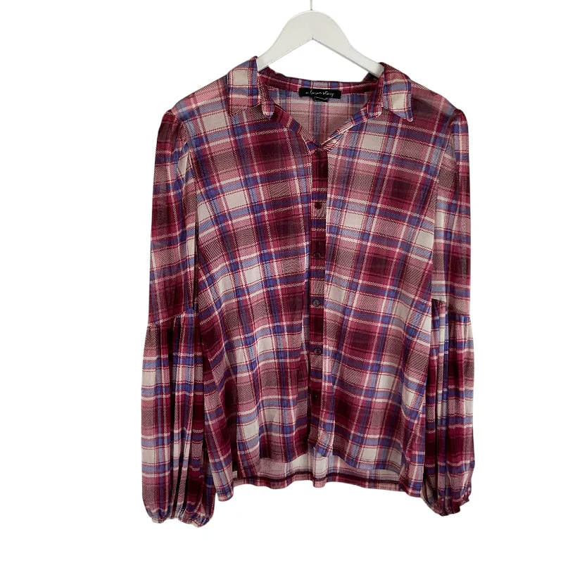 women's tops for cozy nights inTop Long Sleeve By Clothes Mentor In Plaid Pattern, Size: Xl