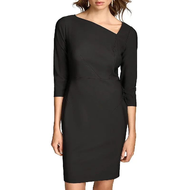 women's flowy dressesDonna Karan Womens Mini Asymmetric Sheath Dress