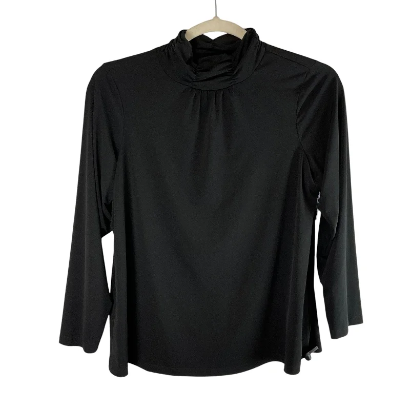 women's tops for minimalist aestheticsTop Long Sleeve Basic By Susan Graver In Black, Size: 1x