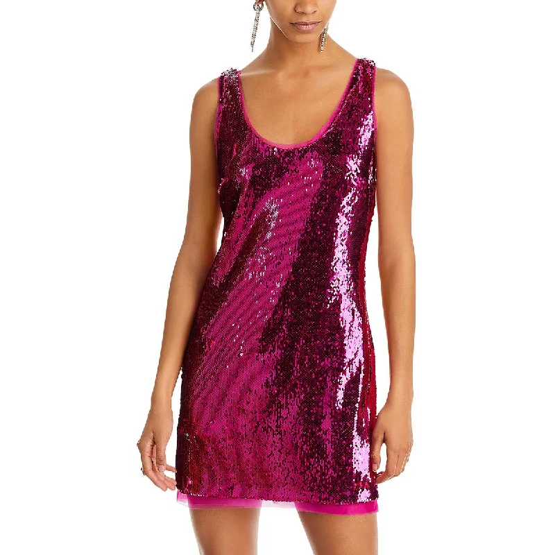 women's off-the-shoulder dressesHalston Womens Aishia Sequined Mini Cocktail And Party Dress