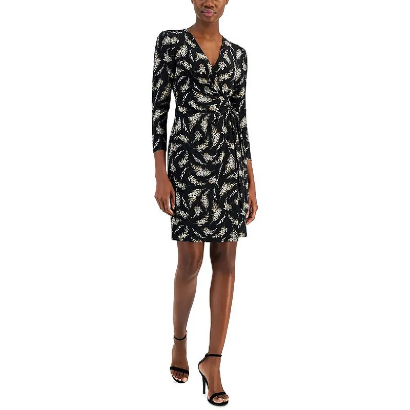 Designer DressAnne Klein Womens Wrap Mini Wrap Dress