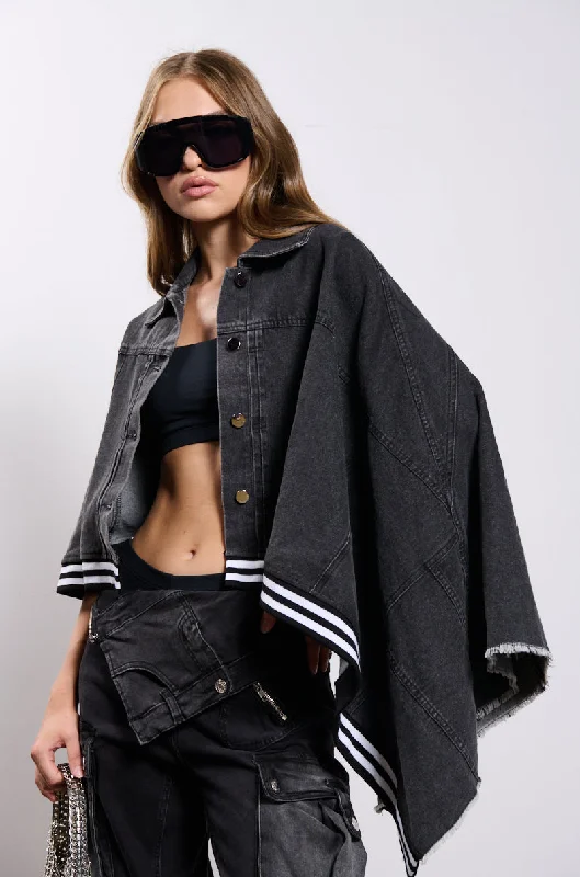 women's coats with embroidered patternsNATALYA DENIM CAPE