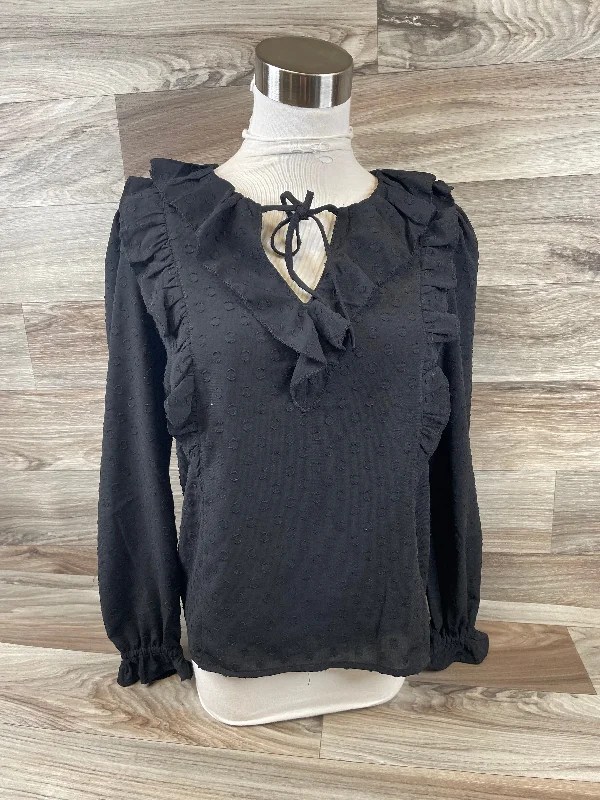 women's tops with flutter sleevesTop Long Sleeve By Loft In Black, Size: S