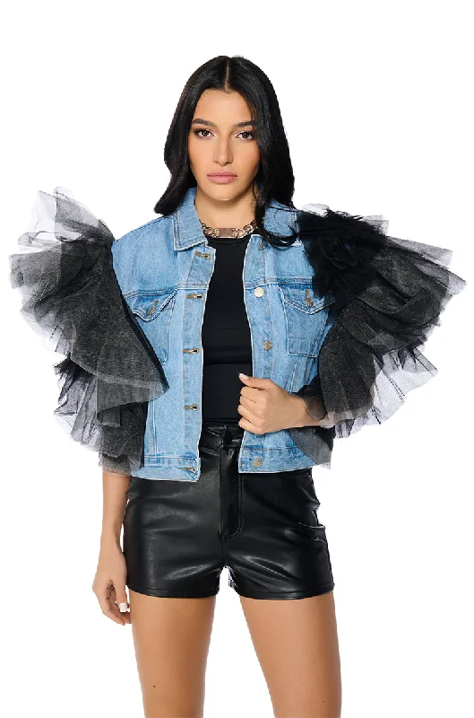 women's coats for snowboardingBEBE RX TULLE SHOULDER VEST