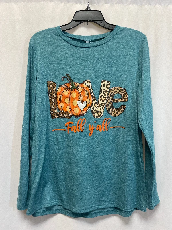 women's tops for mixing and matching with different bottomsTop Long Sleeve By Clothes Mentor In Teal, Size: L