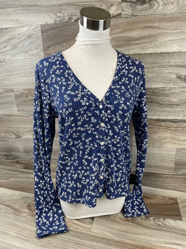 women's tops with sequin embellishmentsTop Long Sleeve Basic By Old Navy In Blue & White, Size: L