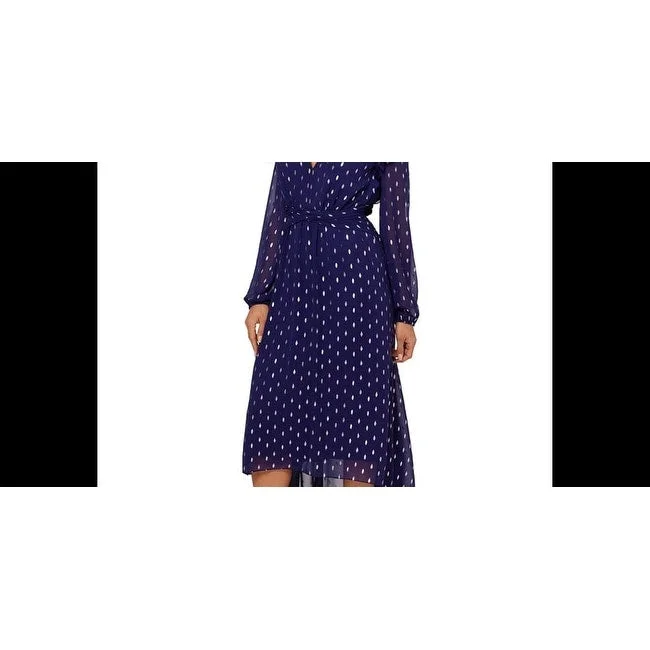 women's everyday dressesBetsy & Adam Women's Clip Dot Midi Dress Blue Size 4