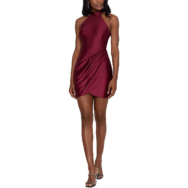 Wrap DressBlondie Nites Womens Juniors Halter Mini Cocktail and Party Dress