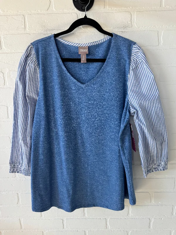 women's tops for creating capsule wardrobesTop Long Sleeve By Chicos In Blue & White, Size: Xl