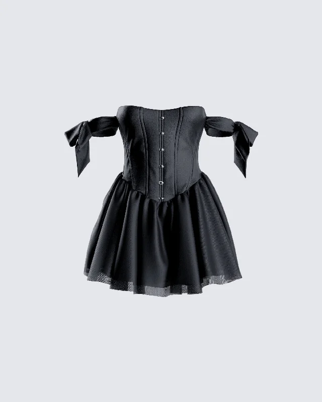 Bow-Tie DressClem Black Corset Mini Dress