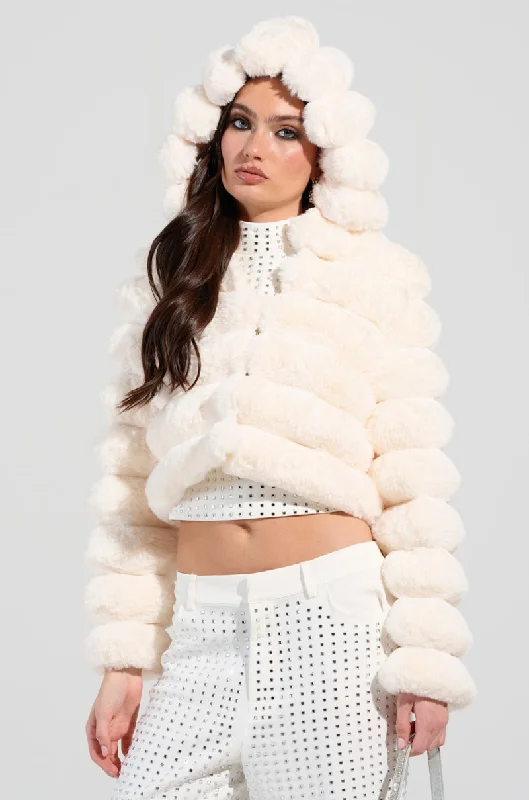 women's coats for fashion-forward individualsBUNNY CROPPED FAUX FUR COAT