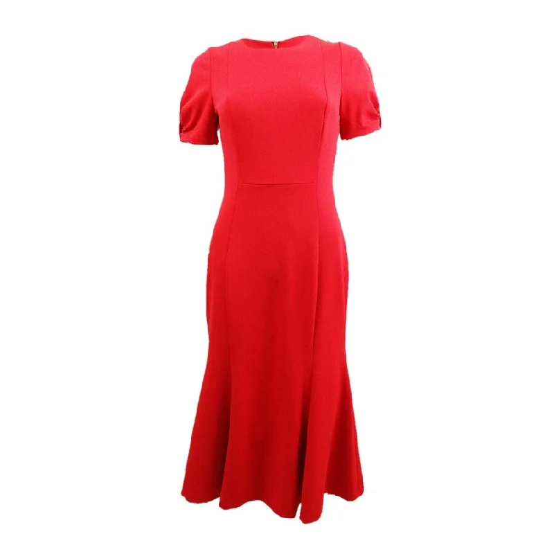 women's affordable dressesCalvin Klein Women's Trumpet Knot Sleeve Midi Dress (2, Red)