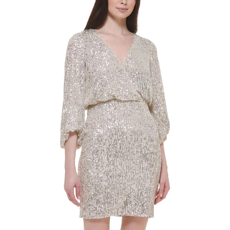 Laced DressEliza J Womens Petites Blouson Mini Cocktail And Party Dress