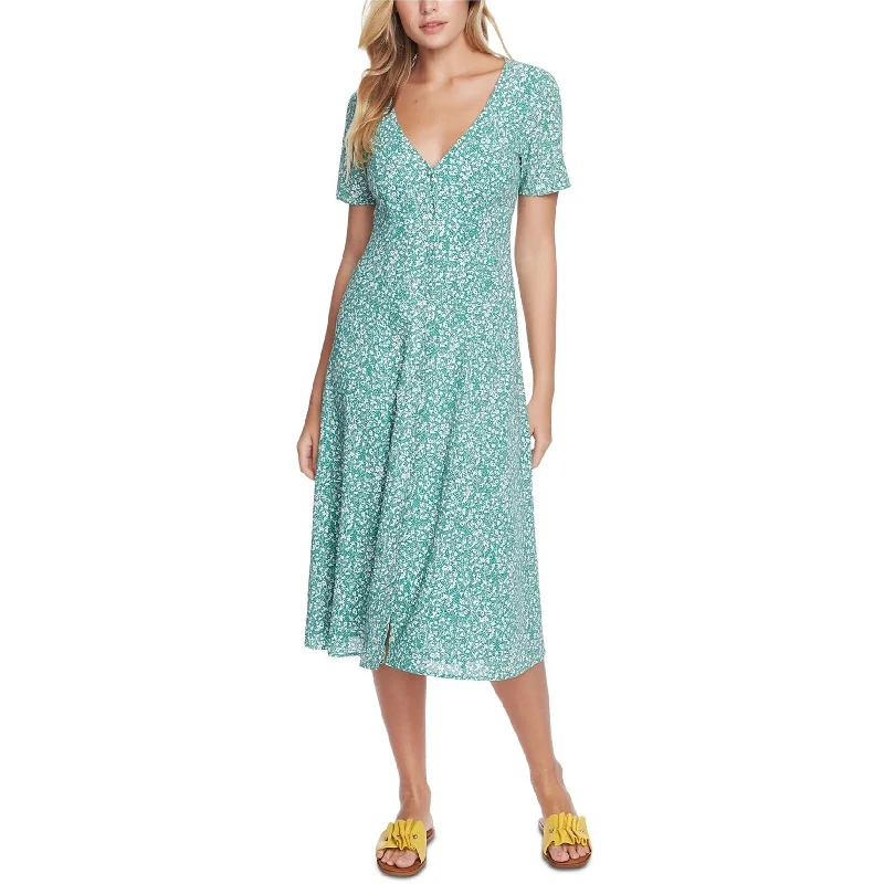 Bow-Tie Dress1.STATE Womens Floral Print Folk Belted Midi Dress, Green, 14