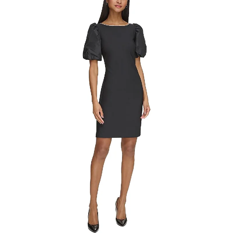 Cut-Out DressKarl Lagerfeld Paris Womens Mixed Media Mini Sheath Dress