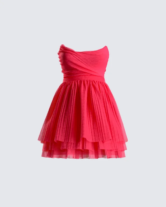 Retro DressNelly Hot Pink Tulle Mini Dress