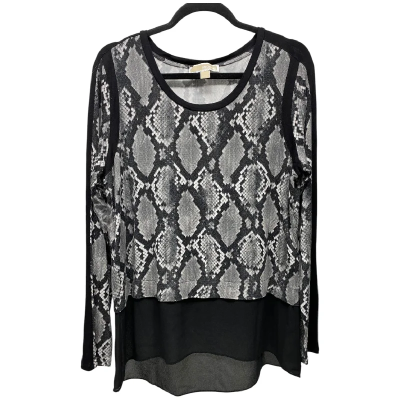 women's tops for those who want to elevate their everyday wear with chic and elegant piecesTop Long Sleeve By Michael By Michael Kors In Snakeskin Print, Size: L