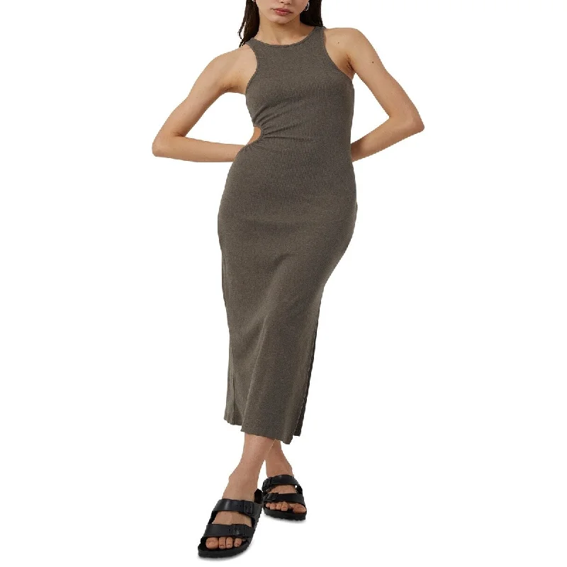 women's neon dressesFrench Connection Women's Rasha Ribbed Cutout Midi Dress Gray Size Small