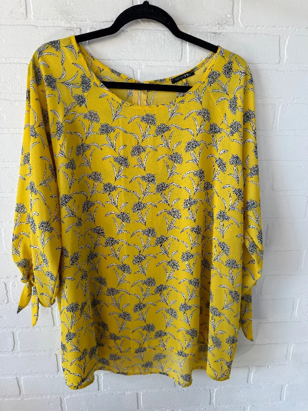 women's tops with cinched waistsTop Long Sleeve By Papermoon In Yellow, Size: 2x