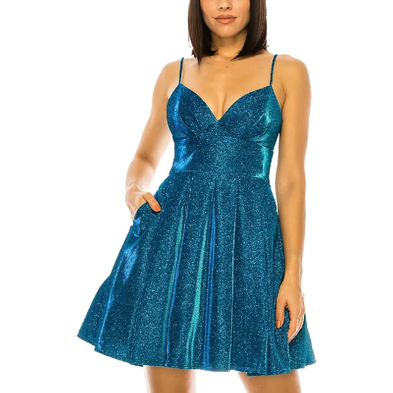 Vintage DressBee Darlin Womens Juniors Glitter Mini Cocktail and Party Dress