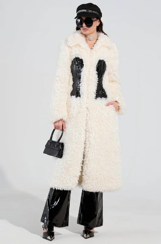 women's coats with asymmetrical hemsBUY ME ROSES CORSETED FUR COAT