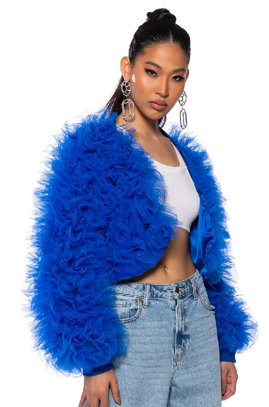 elegant women's coatsMODERN MASTERPIECE TULLE BOMBER