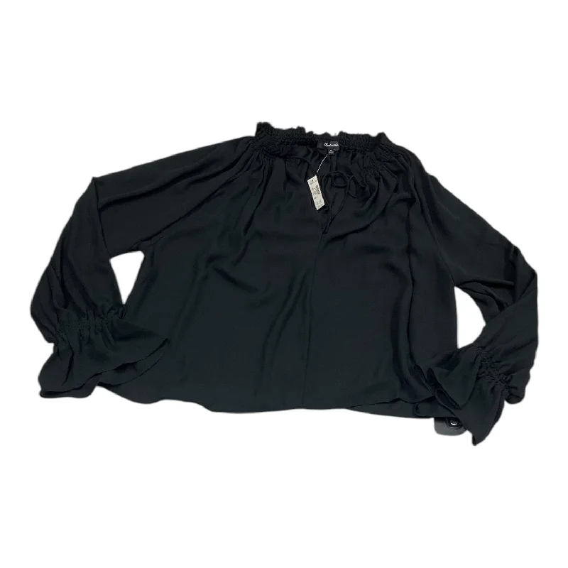 women's tops with ruffled hemsTop Long Sleeve By Madewell In Black, Size: M