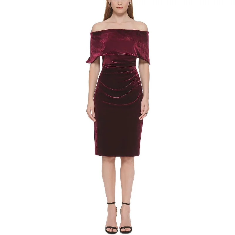 women's mother of the bride dressesVince Camuto Womens Velvet Mini Cocktail and Party Dress